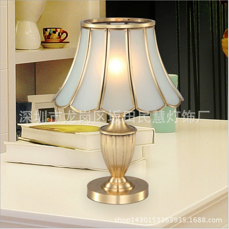 Country table lamp for living room, copper lights for bedroom, lantern for bed, American style