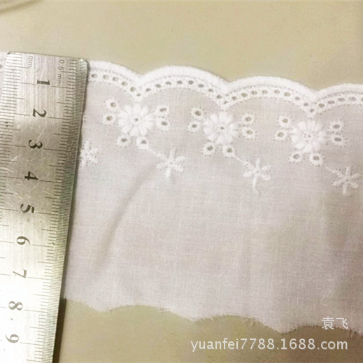 C-1153打孔小碎花全纯棉布料镂空刺绣花边DIY服装辅料现货批发