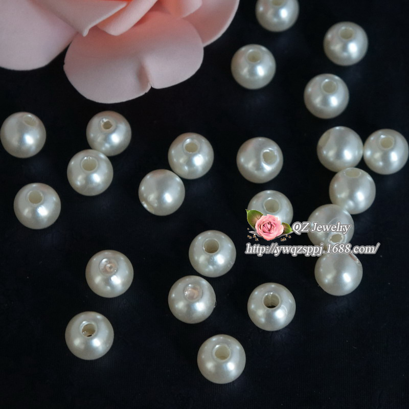 12mmABS plastic imitation pearl, colored pearlescent pearl, artificial pearl, large-pore plastic pearl hair accessory material detail image 3