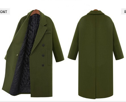 fashionable double-breasted super-long woolen woolen overcoat