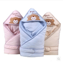 婴舒爽加厚新生婴儿脱胆抱被宝宝包被 纯棉幼儿可拆洗抱毯1米*1米