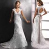 Wholesale bride double shoulder Lace Bridal Wedding Dress fishtail dress