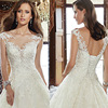 Summer and autumn new bride double shoulder Lace Wedding Dress