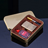 EARTH kerosene lighter bronze multi -picture wheel fire stone Minghuo creative gift iron box three -piece set