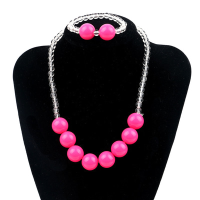 韩版新款儿童项链套装 儿童糖果色珍珠项链 儿童饰品批发现货