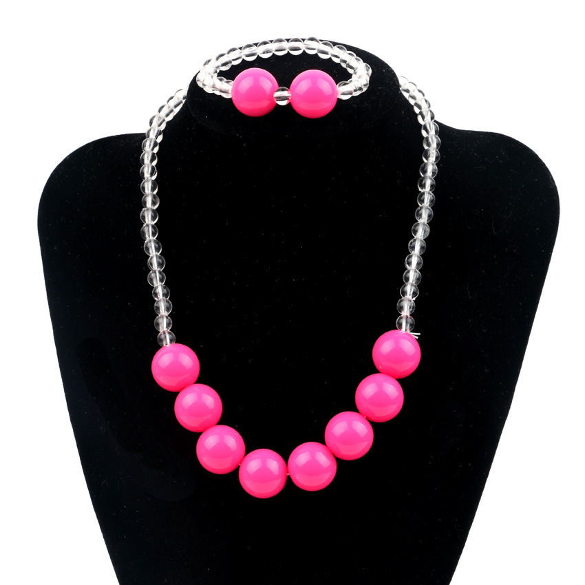 韩版新款儿童项链套装 儿童糖果色珍珠项链 儿童饰品批发现货