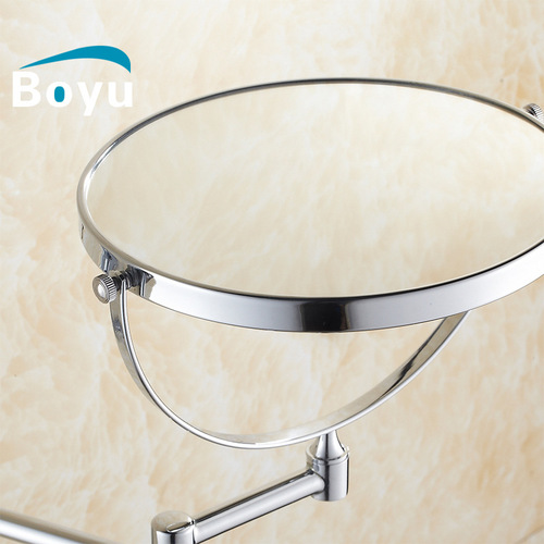 Bathroom makeup mirror wall-mounted bathroom folding mirror double-sided magnifying beauty mirror hotel 8-inch rotating telescopic mirror