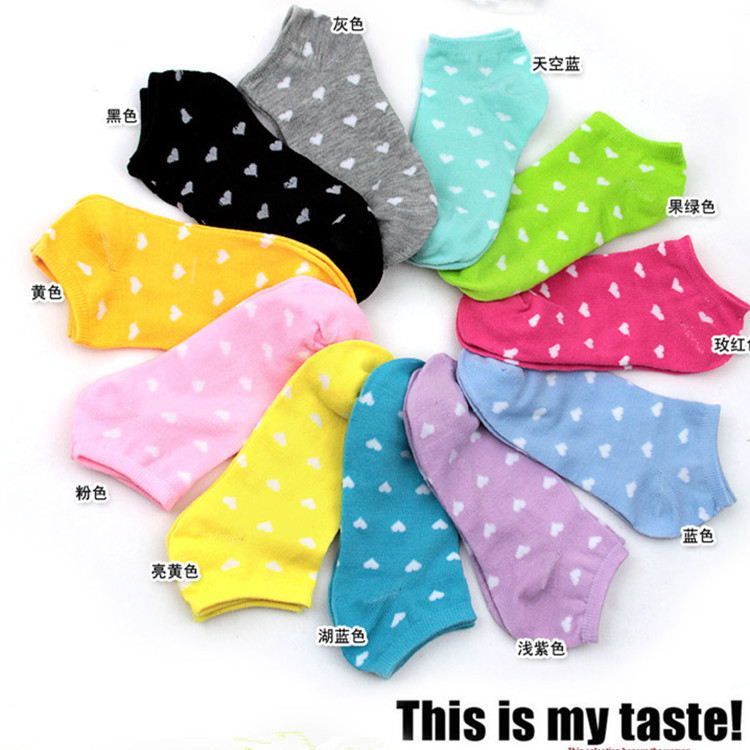 Ladies socks wholesale candy color love ladies boat Socks polyester cotton nude socks summer socks stall socks