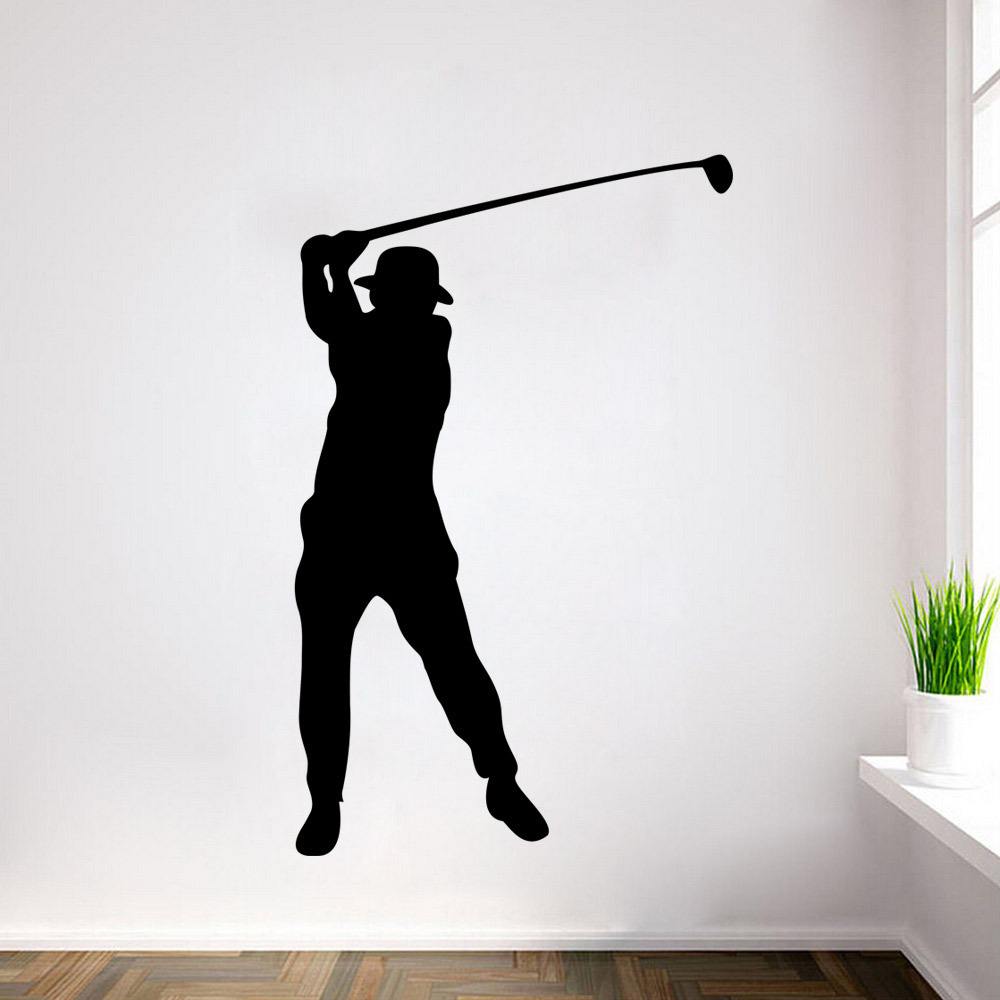 高尔夫运动人物墙贴PVC可移除组合壁画防水创意DIY卧室美化贴纸