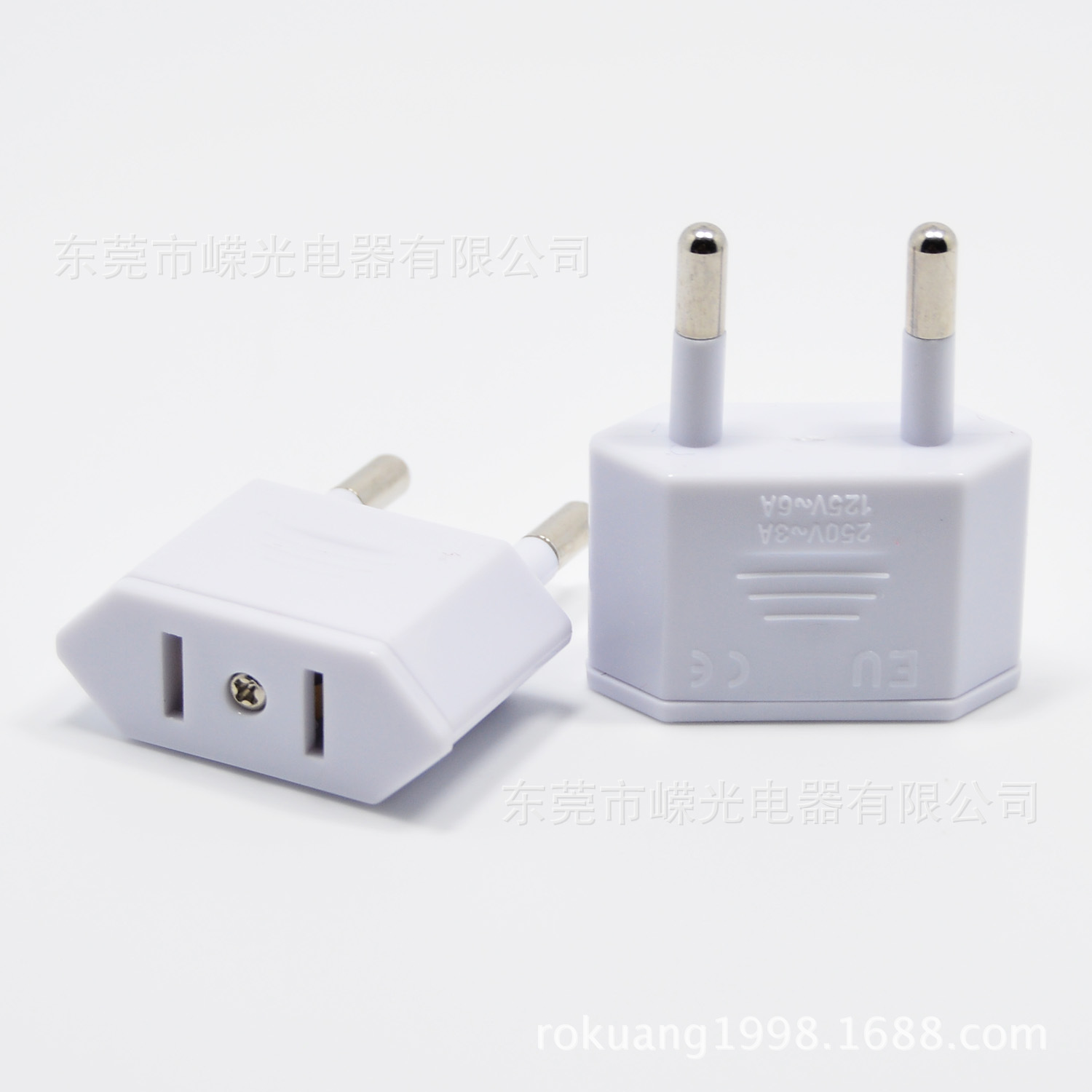 9619-1  双扁插座转两圆插头 美国极性插头转换器 欧转美极性孔