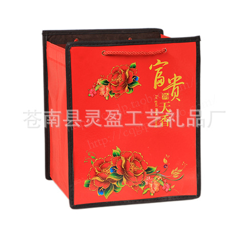 厂家供应 富贵天香茶叶礼品袋 彩印复合纸高档手提袋 环保无纺布