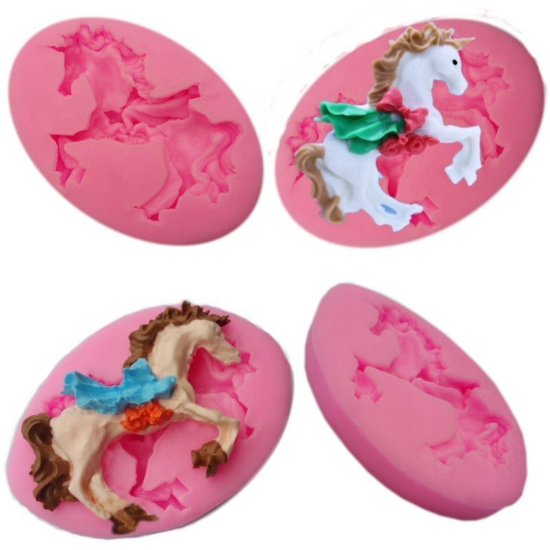 翻糖烘培蛋糕模具 旋转木马硅胶巧克力模飞马粘土蛋糕工具