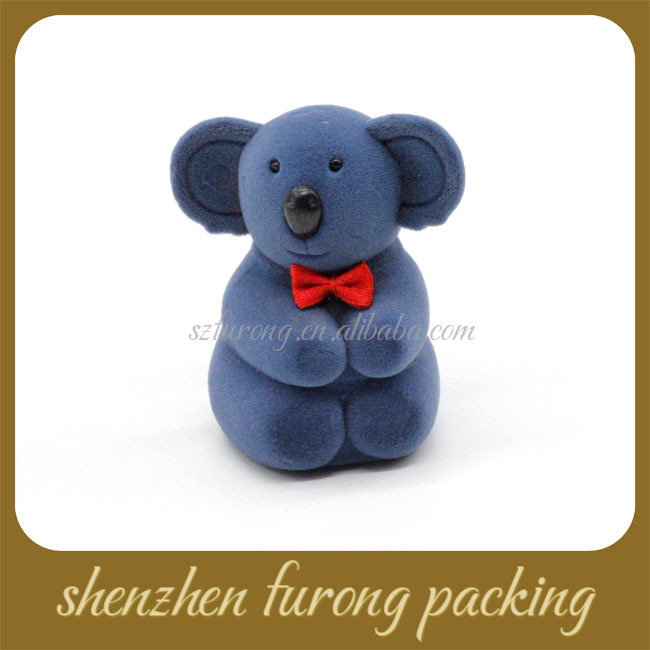 2017厂家直销制定塑胶植绒盒，考拉耳钉戒指吊坠植绒盒