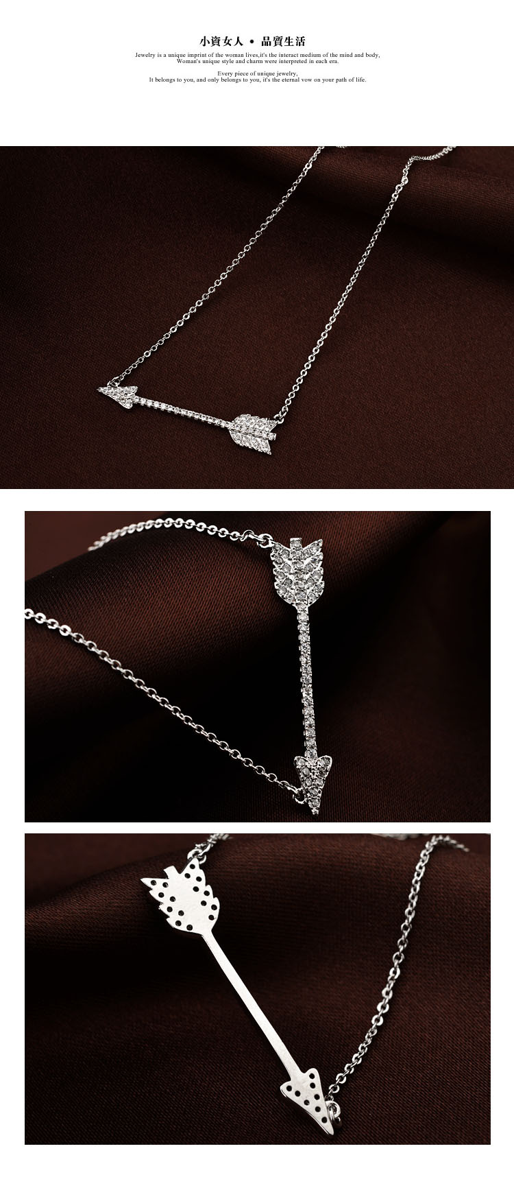 Style Coréen Nouveau Tout-match Clavicule Chaîne Collier Plein De Diamants La Flèche De L'amour Pendentif Collier Commerce Extérieur Ornement 200975 display picture 4