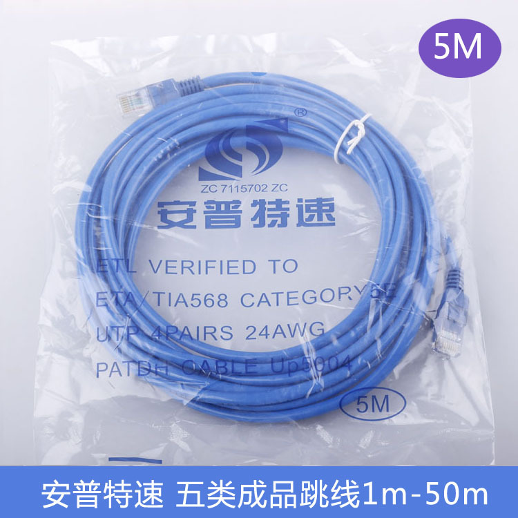 安普特速(APTS) 网线成品铝芯网络跳线5米五类网线厂家直销