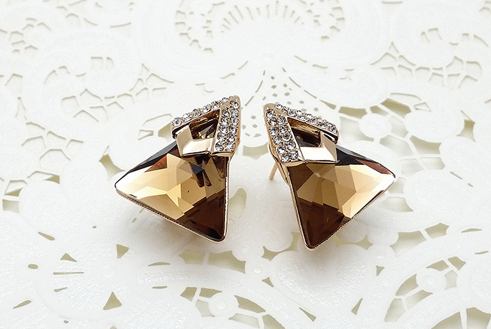 Exaggerated Diamond Triangular Austrian Crystal Stud Earrings display picture 7