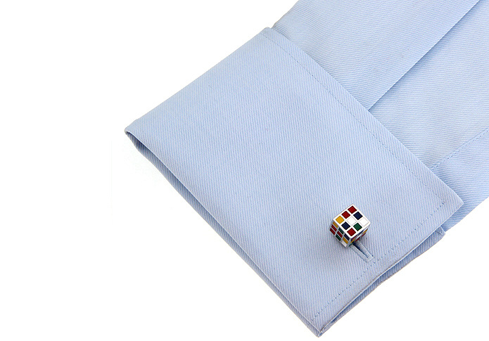 Colorful 3d Grid Magic Cube Cufflinks For Men Unique Accessory_voghion.com