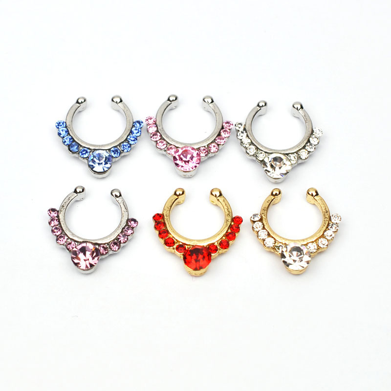 Fashion piercing jewelry U-shaped double row drill alloy nose ring