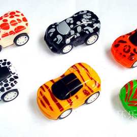实色卡通回力车 动物纹概念回力车 迷你塑料车仔 玩具小赠品汽车