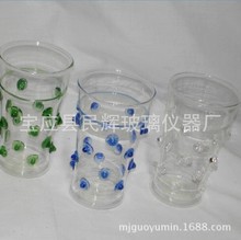 廠家供應 玻璃異形杯子 麻點 直身拉絲 高腳杯 果汁杯