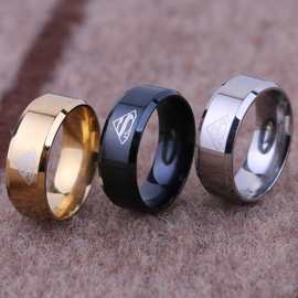 速卖通供应  时尚钛钢超人戒指 不锈钢S形男士戒指 厂家供应指环