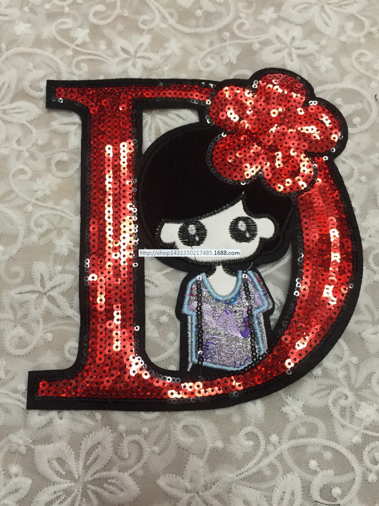 新款字母布贴补丁贴 衣服贴 时尚服装辅料珠片服饰 亮片布贴混批