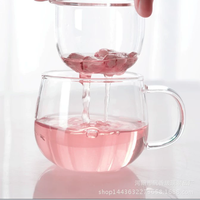 Glass liner, flavored tea, tea cup, 3 piece set