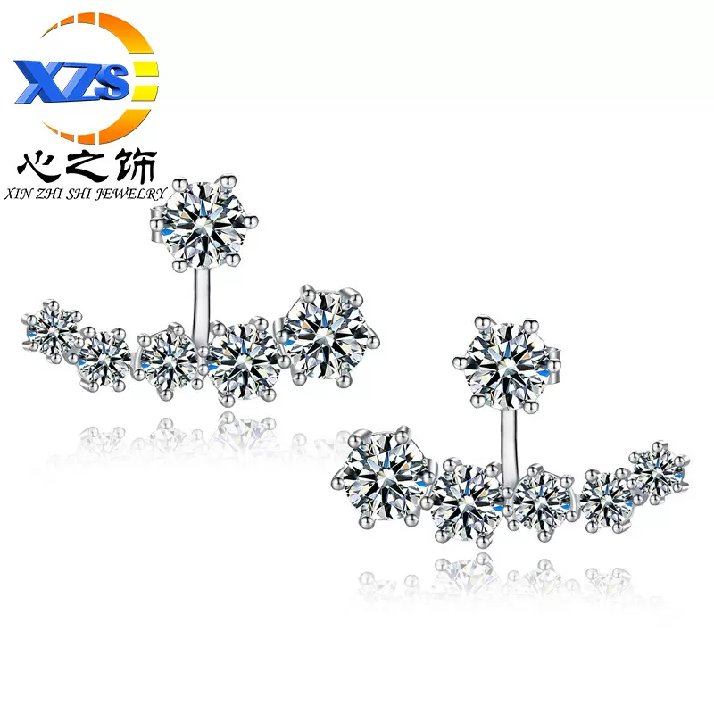 耳钉女耳饰后挂式月牙船韩版时尚镶钻耳饰品批发