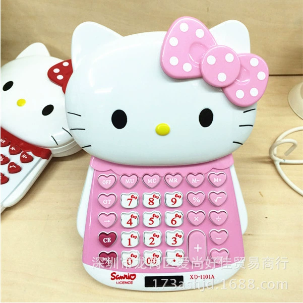 Креативный мультфильм котик Kitty кото-голова компьютер push-type Kitty Palm солнечный калькулятор оптом