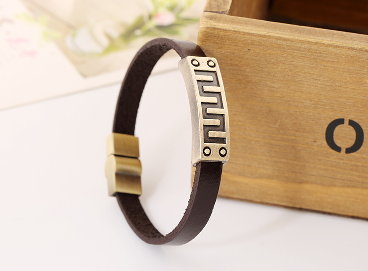 Geometric Line Alloy Bracelet Jewelry Mixed Batch Retro Bracelet Leather Bracelet display picture 2