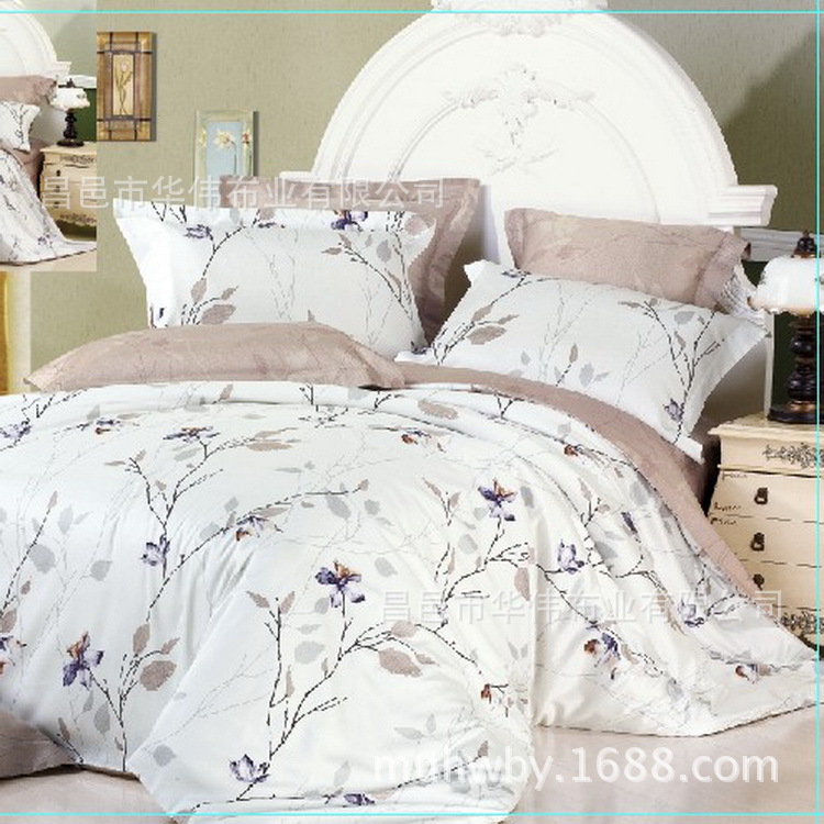 32S全棉涤棉仿活性印花床品面料 代加工全棉四件套布