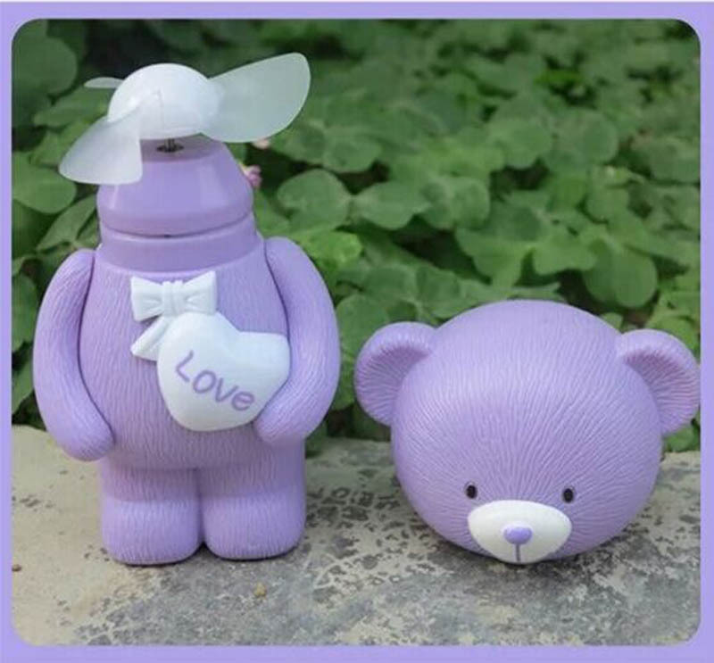 薰衣草卡通小熊USB充电小风扇 迷你手持学生儿童便携泰迪熊电风扇6