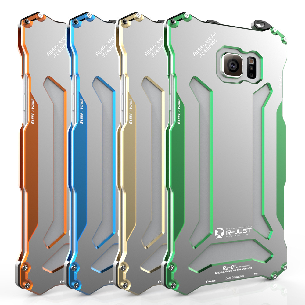 R-Just Gundam Aerospace Aluminum Contrast Color Shockproof Metal Shell Outdoor Protection Case for Samsung Galaxy Note 5