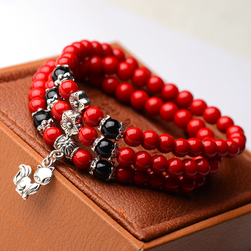 厂家直销水晶手链仿朱砂石榴石手链 地摊饰品货源 小商品赠品批发