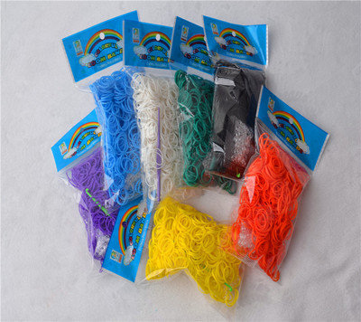 歐美熱銷Rainbow loom實色彩虹皮筋補充包600根裝送25個S扣