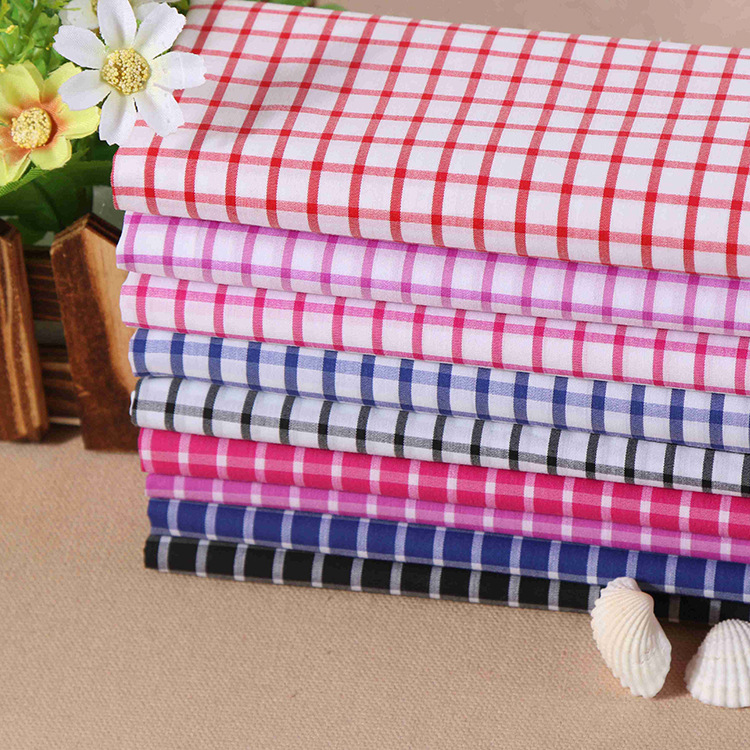 棉锦弹力色织衬衫面料 时尚多色格子布 男女休闲上衣布料现货