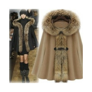 Autumn and winter Fur-Collared cloak overcoat and cloak