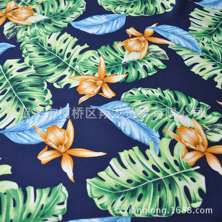 【翔龙印花 XL6818】热销精品  时尚民族兰花芭蕉叶花瑶印花面料