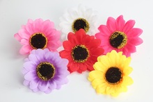 6cm-7cm仿真花菊花花朵絹布向日葵太陽花花頭兒童花環材料裝飾品