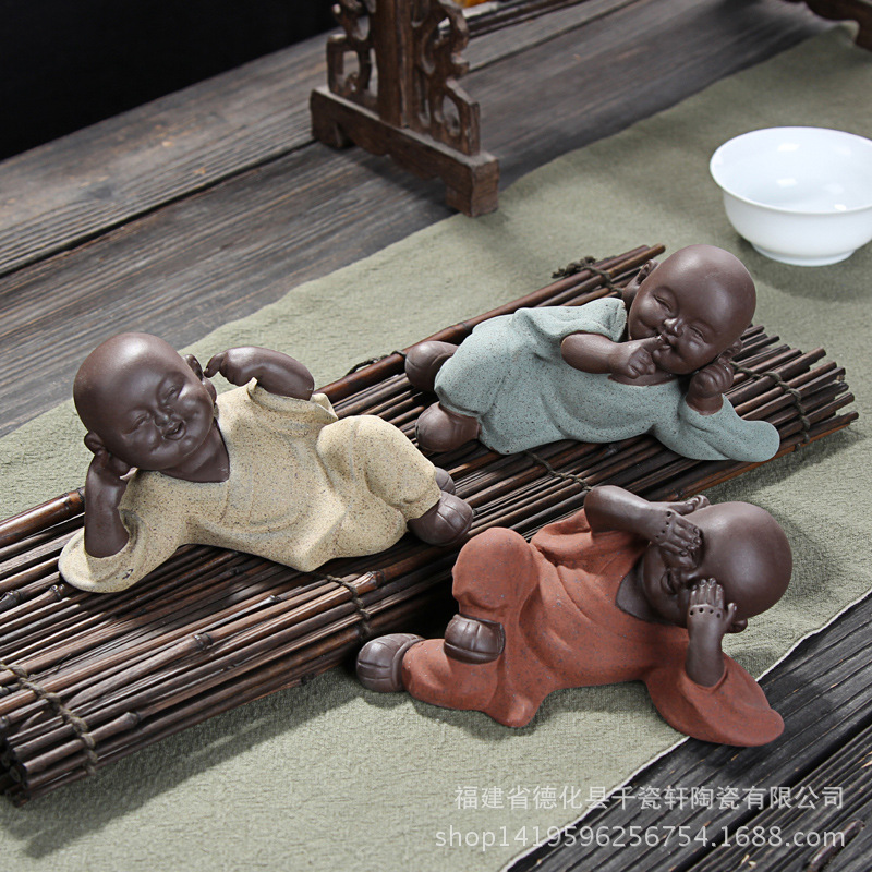 direct deal Sand pottery Monk Cinnabar Tea darling Home Furnishing gift Ceramic crafts Decoration wholesale