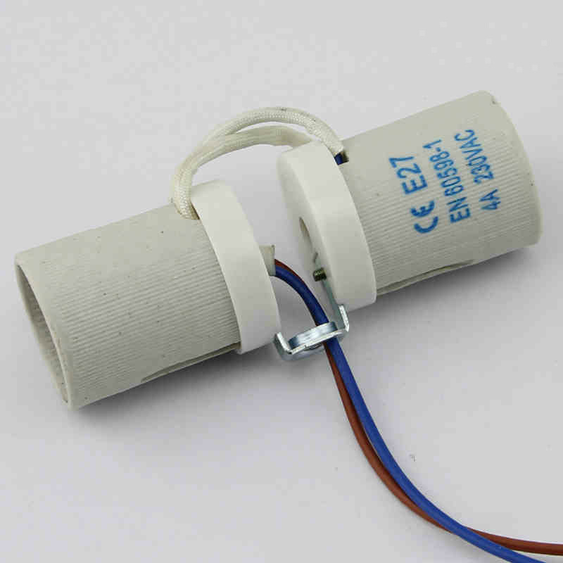 E27陶瓷二叉灯头/二头陶瓷灯头M10内牙带线200MMDIY灯饰灯具配件