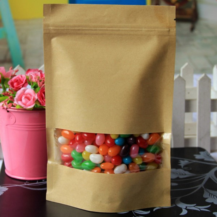 亮窗牛皮纸自立开窗自封袋 食品包装袋 密封封口袋 干货袋 现货