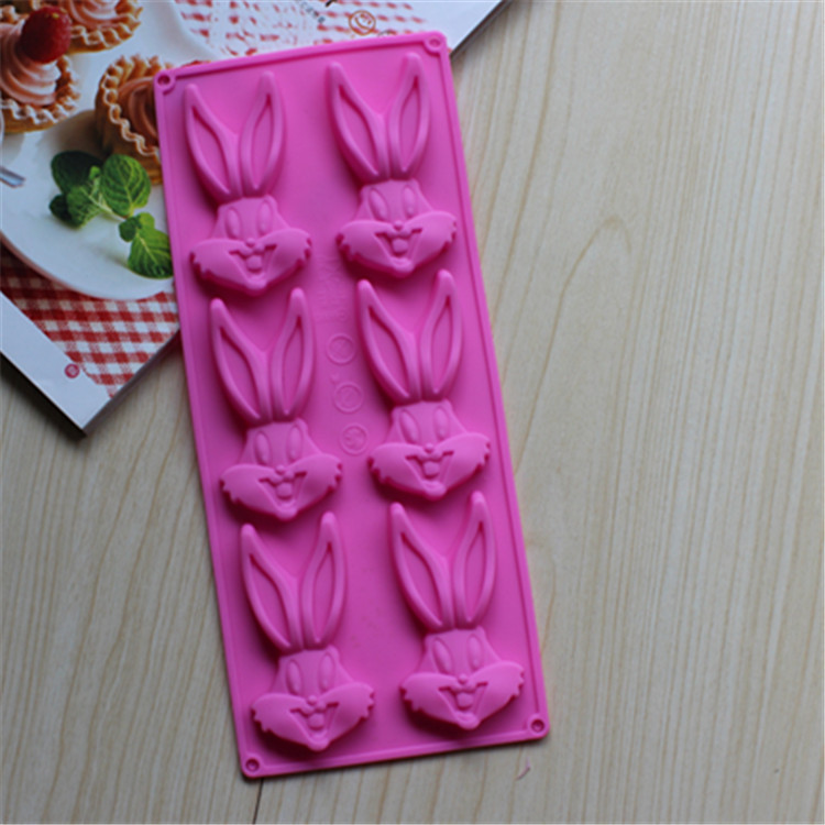 现货批发厂家热销硅胶蛋糕模6连兔八哥巧克力模饼干模具DIY烘焙模