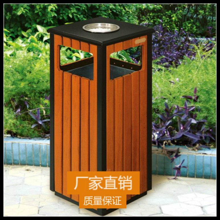 室外木制分类垃圾桶景区园林钢木烟灰桶街道环卫杉木果皮箱厂家
