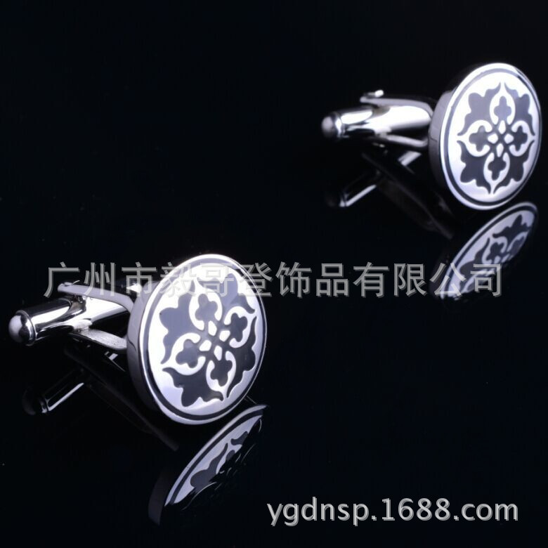 供应A4072-DJ圆形袖扣，滴黑胶袖扣，不锈钢袖扣，法式折叠袖扣