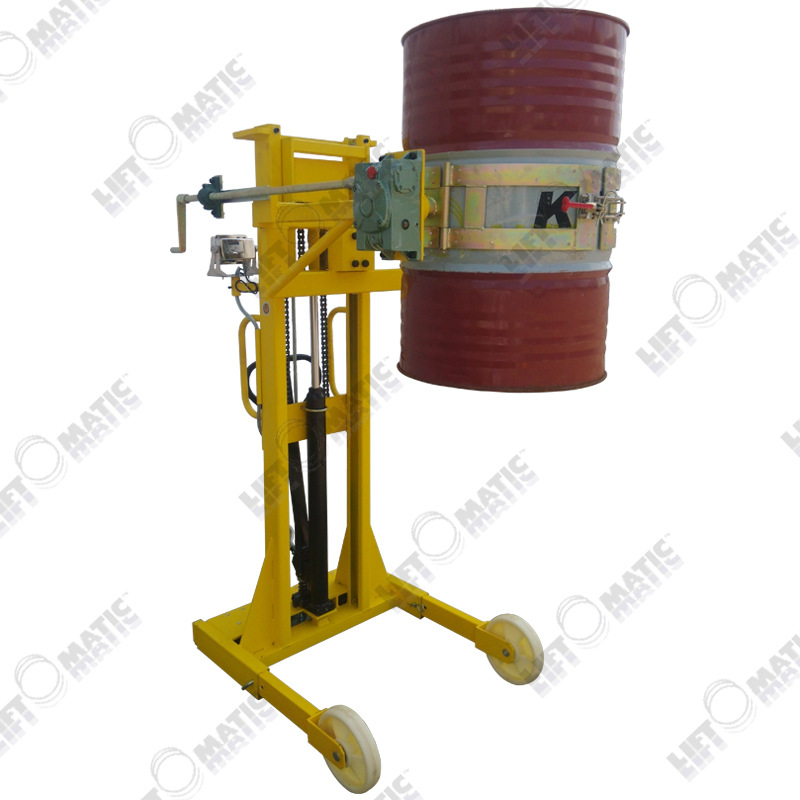 汉利/TD850-SY液压升降电子秤称重圆桶油桶搬运360°旋转倒料车