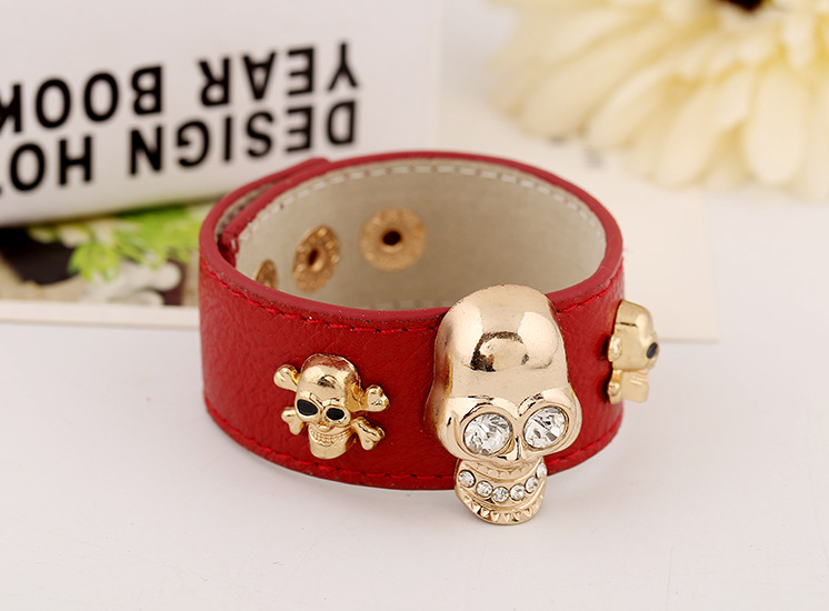 Punk Bracelet Delicate Bracelet Leather Studded Bracelet Pu Skull Bracelet display picture 2