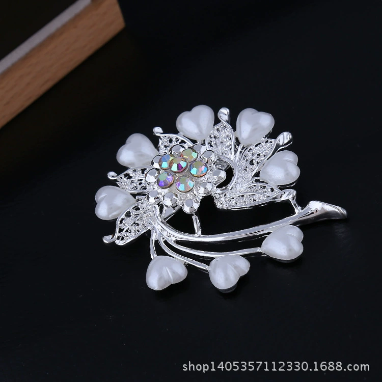 Модная металлическая брошь в форме сердца, булавка, цветочная, Aliexpress