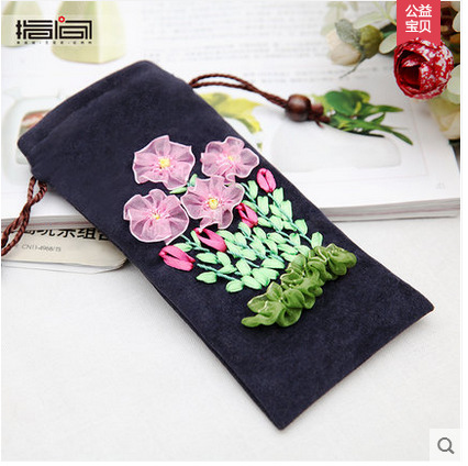 手机袋 丝带绣 十字绣 绒布袋非成品手机保护袋移动电源保护套|ms