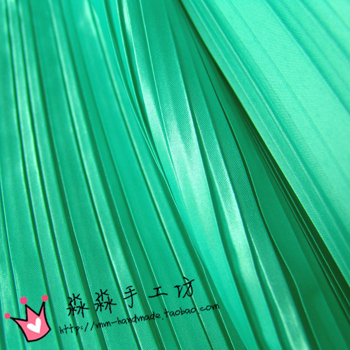 马卡龙色布料 糖果绿色缎面风琴褶百褶色丁 亮面背景娃衣装饰面料